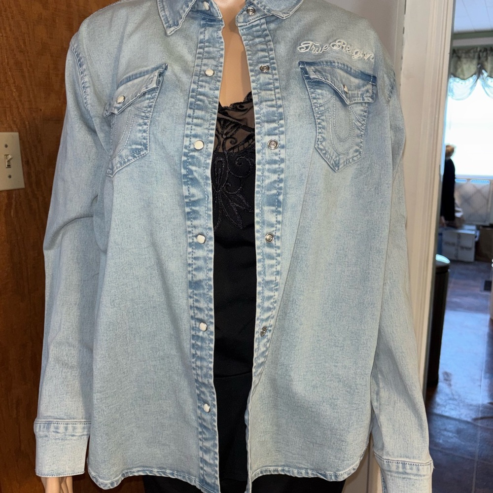 True Religion Light Bliss Wash Denim Shirt M